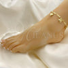 Oro Laminado Charm Anklet , Gold Filled Style Heart and Figaro Design, Polished, Golden Finish, 03.383.0024.1.10