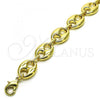 Oro Laminado Basic Anklet, Gold Filled Style Puff Mariner Design, Polished, Golden Finish, 04.63.1411.10