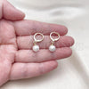 Oro Laminado Dangle Earring, Gold Filled Style Ball Design, with Ivory Pearl, Polished, Golden Finish, 02.213.0723