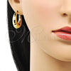 Oro Laminado Stud Earring, Gold Filled Style Hollow Design, Polished, Golden Finish, 02.163.0171.25
