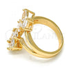 Oro Laminado Multi Stone Ring, Gold Filled Style with White Cubic Zirconia, Polished, Golden Finish, 01.210.0047.07 (Size 7)