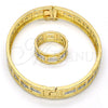 Oro Laminado Set Bangle, Gold Filled Style Diamond Cutting Finish, Two Tone, 13.99.0004.05.08 (09 MM Thickness, Size 8)