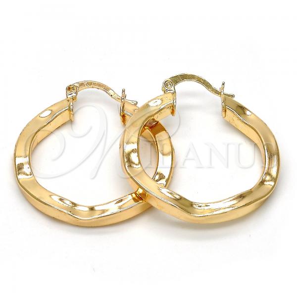 Oro Laminado Medium Hoop, Gold Filled Style Chunky Design, Polished, Golden Finish, 02.170.0072.30