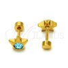 Stainless Steel Stud Earring, Star Design, with Aqua Blue Crystal, Polished, Golden Finish, 02.271.0016.10