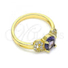 Oro Laminado Multi Stone Ring, Gold Filled Style with Amethyst and White Cubic Zirconia, Polished, Golden Finish, 01.284.0048.1.06