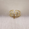 Oro Laminado Multi Stone Ring, Gold Filled Style Cross Design, with White Micro Pave, Polished, Golden Finish, 01.102.0008