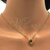 Gold Tone Pendant Necklace, Teardrop Design, with White Cubic Zirconia, Polished, Golden Finish, 04.213.0021.16.GT