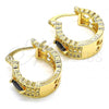 Oro Laminado Small Hoop, Gold Filled Style with Black and White Cubic Zirconia, Polished, Golden Finish, 02.210.0302.3.20