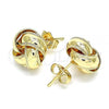 Oro Laminado Stud Earring, Gold Filled Style Chunky Design, Diamond Cutting Finish, Golden Finish, 02.63.2384