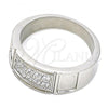 Stainless Steel Mens Ring, with White Cubic Zirconia, Polished, Steel Finish, 01.328.0004.09 (Size 9)