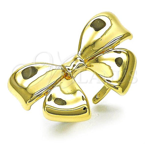 Oro Laminado Elegant Ring, Gold Filled Style Bow Design, Polished, Golden Finish, 01.60.0021