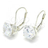 Sterling Silver Leverback Earring, with White Cubic Zirconia, Polished,, 02.63.2622