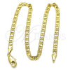 Oro Laminado Basic Anklet, Gold Filled Style Mariner Design, Polished, Golden Finish, 5.222.026.10