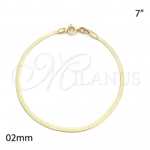 Oro Laminado Basic Bracelet, Gold Filled Style Herringbone Design, Polished, Golden Finish, 04.58.0018.07