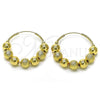 Oro Laminado Medium Hoop, Gold Filled Style Ball and Hollow Design, Matte Finish, Golden Finish, 02.170.0464.35