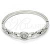 Rhodium Plated Individual Bangle, with White Crystal, Polished, Rhodium Finish, 07.252.0058.1.04 (04 MM Thickness, Size 4 - 2.25 Diameter)