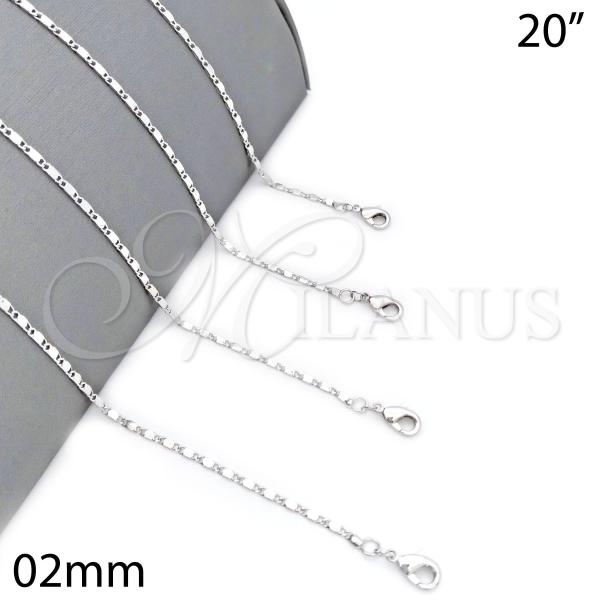 Rhodium Plated Basic Necklace, Polished, Rhodium Finish, 04.213.0004.1.20