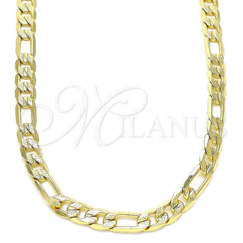 Oro Laminado Basic Necklace, Gold Filled Style Figaro Design, Polished, Golden Finish, 04.63.0118.16