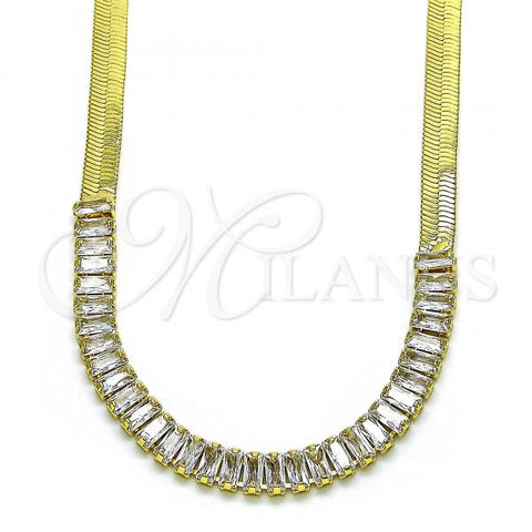 Oro Laminado Fancy Necklace, Gold Filled Style with White Cubic Zirconia, Polished, Golden Finish, 04.341.0097.16