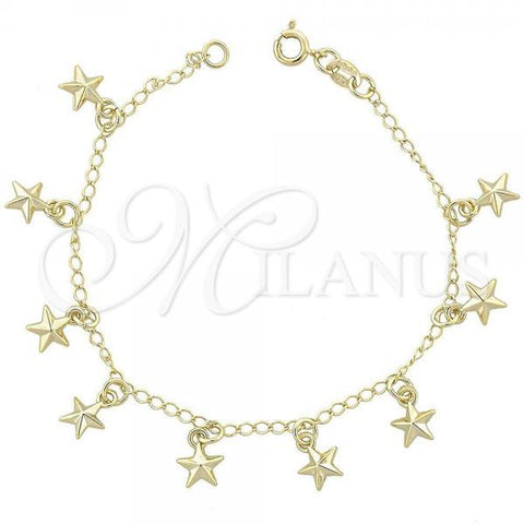 Oro Laminado Charm Bracelet, Gold Filled Style Star Design, Polished, Golden Finish, 03.09.0033.07