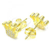 Sterling Silver Stud Earring, Crown Design, with White Cubic Zirconia, Polished, Golden Finish, 02.336.0173.2