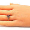 Oro Laminado Multi Stone Ring, Gold Filled Style Heart and Teardrop Design, with Garnet and White Cubic Zirconia, Polished, Golden Finish, 01.210.0130.2.09