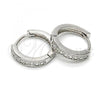 Sterling Silver Huggie Hoop, with White Cubic Zirconia, Polished, Rhodium Finish, 02.174.0049.15