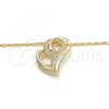 Oro Laminado Pendant Necklace, Gold Filled Style Heart Design, with White Micro Pave, Polished, Golden Finish, 04.195.0023.20