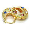 Oro Laminado Small Hoop, Gold Filled Style with Multicolor Crystal, Polished, Golden Finish, 02.170.0183.25