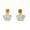 Stainless Steel Stud Earring, Flower Design, with Aurore Boreale Crystal, Polished, Golden Finish, 02.271.0020.1