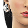 Rhodium Plated Stud Earring, Hollow and Disco Design, Polished, Rhodium Finish, 02.411.0044.1