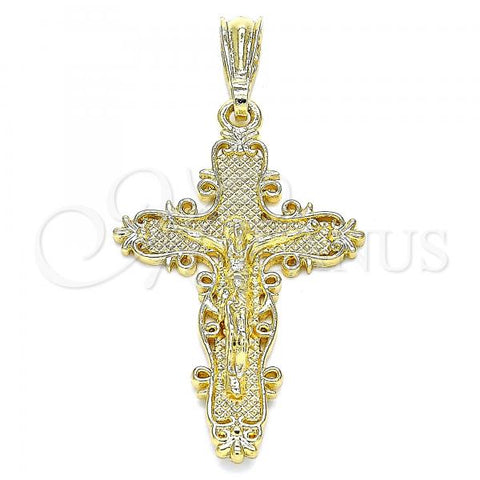 Oro Laminado Religious Pendant, Gold Filled Style Crucifix Design, Polished, Golden Finish, 05.351.0161