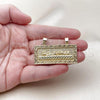 Oro Laminado Religious Pendant, Gold Filled Style Greek Key Design, Diamond Cutting Finish, Golden Finish, 05.120.0094