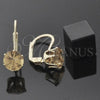 Oro Laminado Leverback Earring, Gold Filled Style with Golden Cubic Zirconia, Polished, Golden Finish, 5.128.082