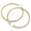 Oro Laminado Extra Large Hoop, Gold Filled Style Hollow Design, Diamond Cutting Finish, Golden Finish, 02.170.0308.90