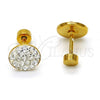 Stainless Steel Stud Earring, with White Crystal, Polished, Golden Finish, 02.271.0007