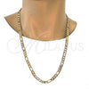 Gold Tone Basic Necklace, Figaro Design, Polished, Golden Finish, 04.242.0019.28GT