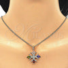 Oro Laminado Pendant Necklace, Gold Filled Style with Multicolor Cubic Zirconia, Polished, Golden Finish, 04.210.0028.18