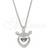 Sterling Silver Pendant Necklace, Lock and Crown Design, with White Cubic Zirconia, Polished, Rhodium Finish, 04.336.0010.16