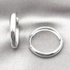 Rhodium Plated Huggie Hoop, Chunky Design, Polished, Rhodium Finish, 02.195.0305.1.30