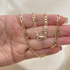 Oro Laminado Basic Necklace, Gold Filled Style Figaro Design, Polished, Golden Finish, 04.213.0241.20