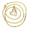 Oro Laminado Pendant Necklace, Gold Filled Style Heart Design, with White Cubic Zirconia, Polished, Golden Finish, 04.166.0008.18
