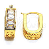 Oro Laminado Small Hoop, Gold Filled Style with White Cubic Zirconia, Polished, Golden Finish, 02.196.0018.15