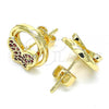 Oro Laminado Stud Earring, Gold Filled Style Butterfly Design, with Ruby Micro Pave, Polished, Golden Finish, 02.156.0453.1