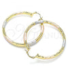 Oro Laminado Large Hoop, Gold Filled Style Diamond Cutting Finish, Tricolor, 02.170.0250.50