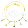 Oro Laminado Charm Bracelet, Gold Filled Style with White Cubic Zirconia, Polished, Golden Finish, 03.63.1281.10