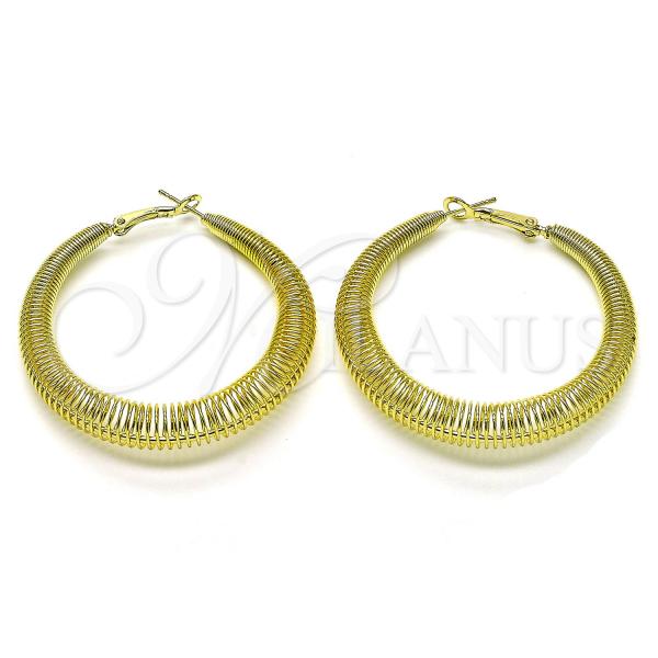 Oro Laminado Medium Hoop, Gold Filled Style Spiral Design, Polished, Golden Finish, 02.213.0682.50
