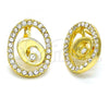 Oro Laminado Leverback Earring, Gold Filled Style with White Crystal, Polished, Golden Finish, 02.59.0128