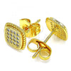Oro Laminado Stud Earring, Gold Filled Style with White Cubic Zirconia, Polished, Golden Finish, 02.344.0047