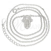 Sterling Silver Pendant Necklace, Hand of God Design, with White Cubic Zirconia and White Crystal, Polished, Rhodium Finish, 04.336.0206.16